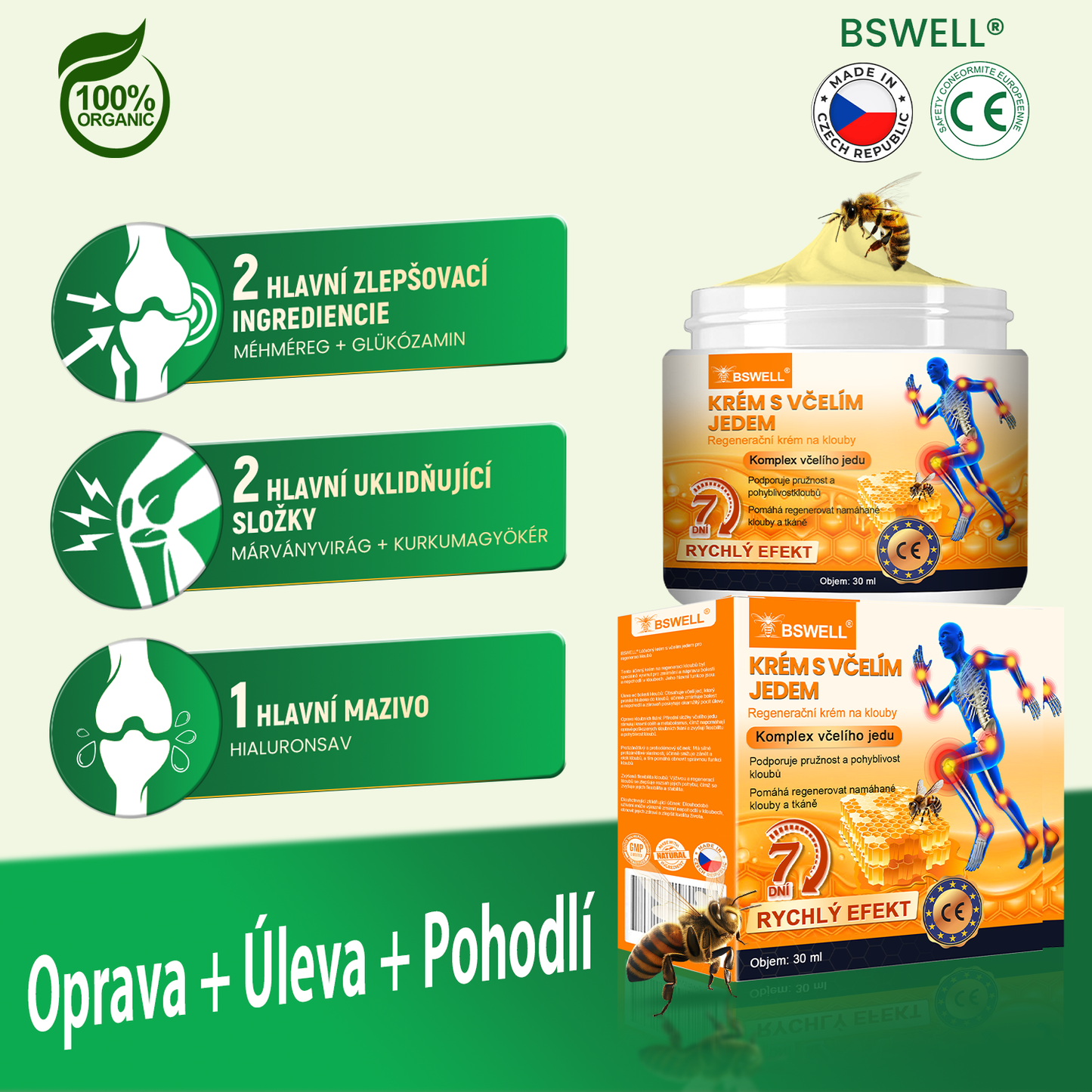 BSWELL® krém s včelím jedem pro regeneraci kloubů 🏃‍♀️ (extrakt z novozélandských včel – vyvinutý speciálně pro lidi s problémy s klouby a bolestí kloubů)