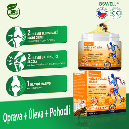BSWELL® krém s včelím jedem pro regeneraci kloubů 🏃‍♀️ (extrakt z novozélandských včel – vyvinutý speciálně pro lidi s problémy s klouby a bolestí kloubů)