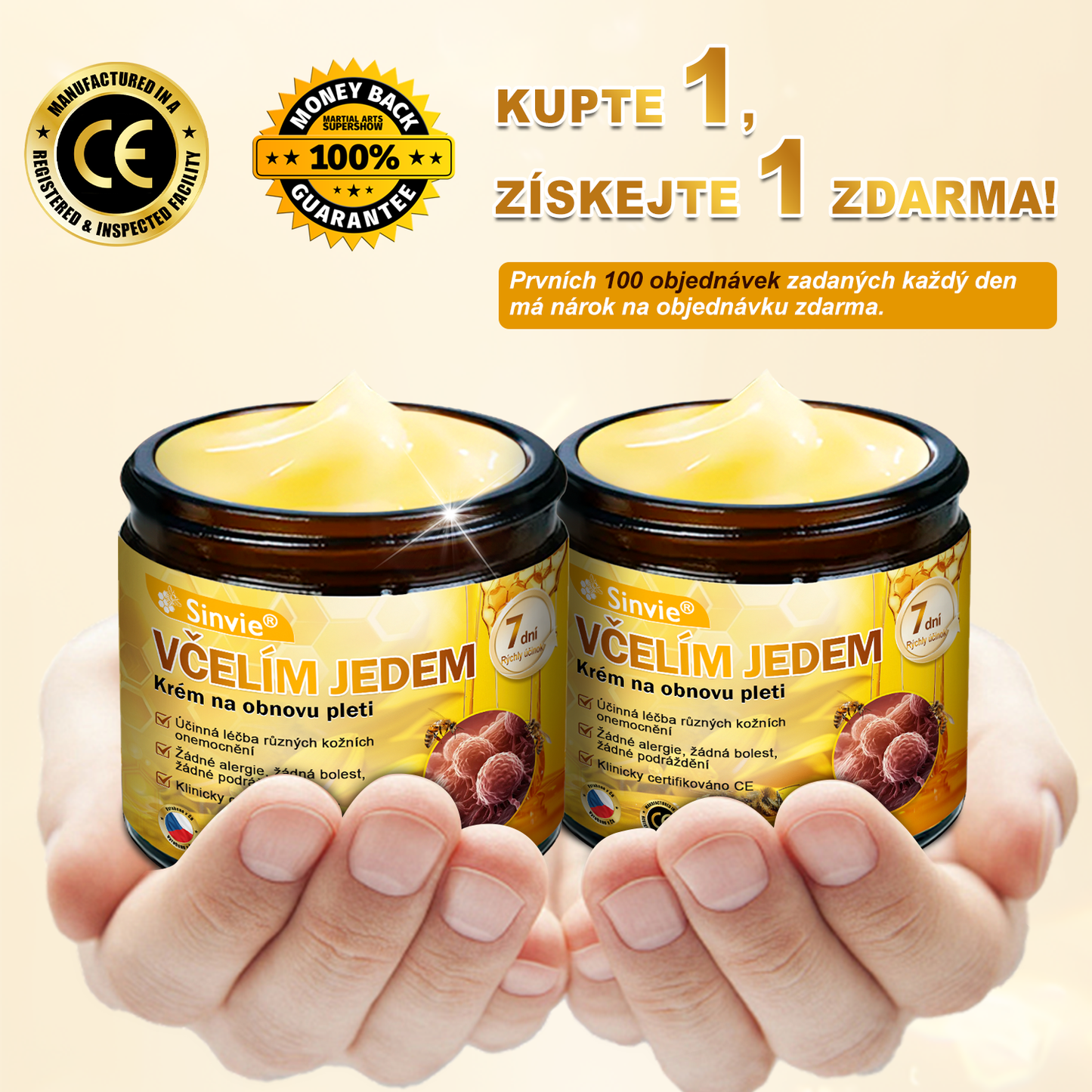 👍🐝 Sinvie® Krém na obnovu pleti s včelím jedem(👨‍⚕‍CE certifikace)👍✅